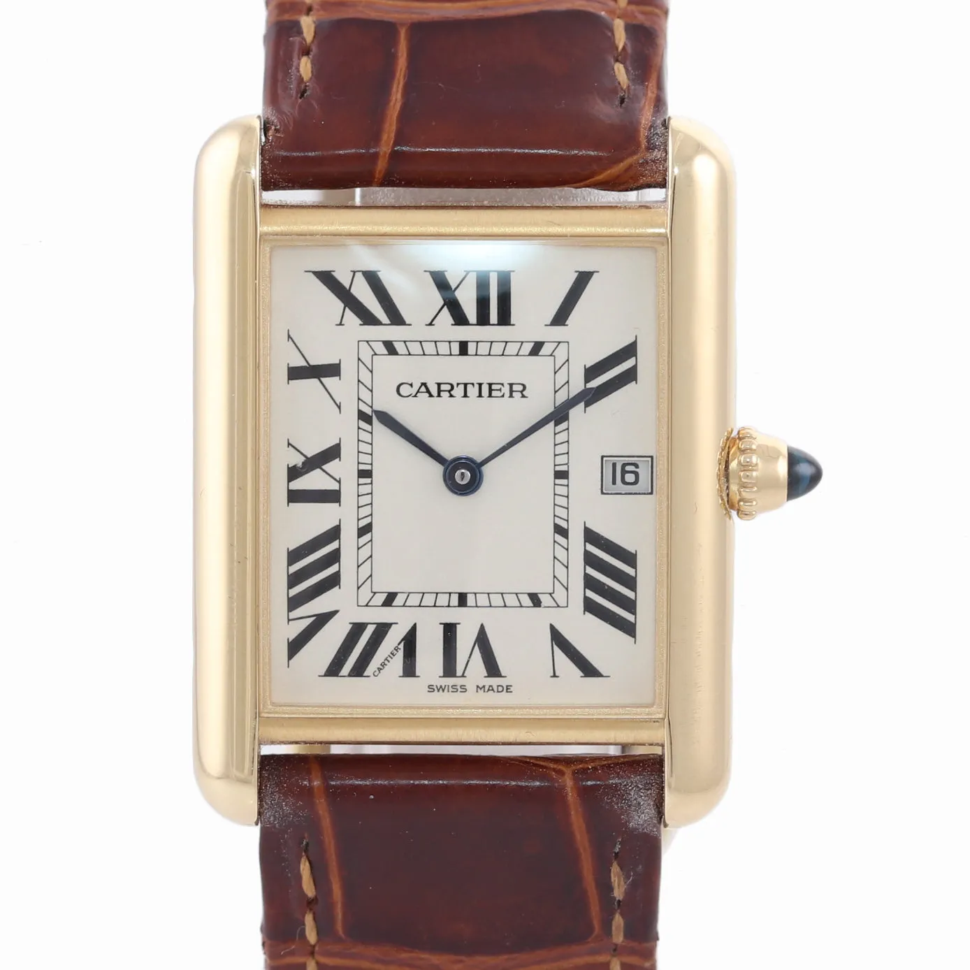 Cartier Louis Tank Solid 18k Yellow Gold Quartz Roman 2441 W1529756 Date Watch