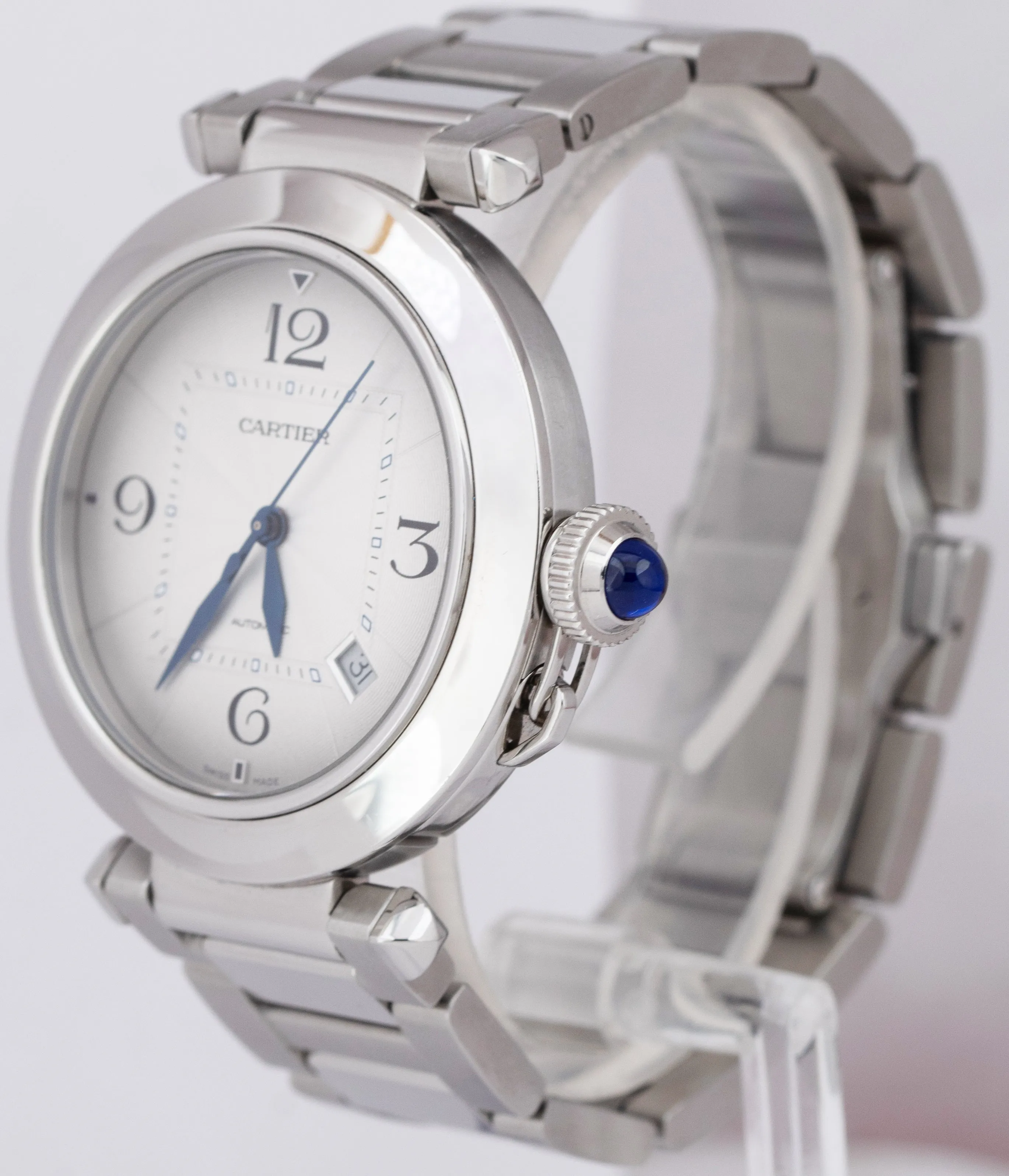 Cartier Pasha White Ivory Arabic 41mm Stainless Date Watch 4266 / WSPA0009 BOX