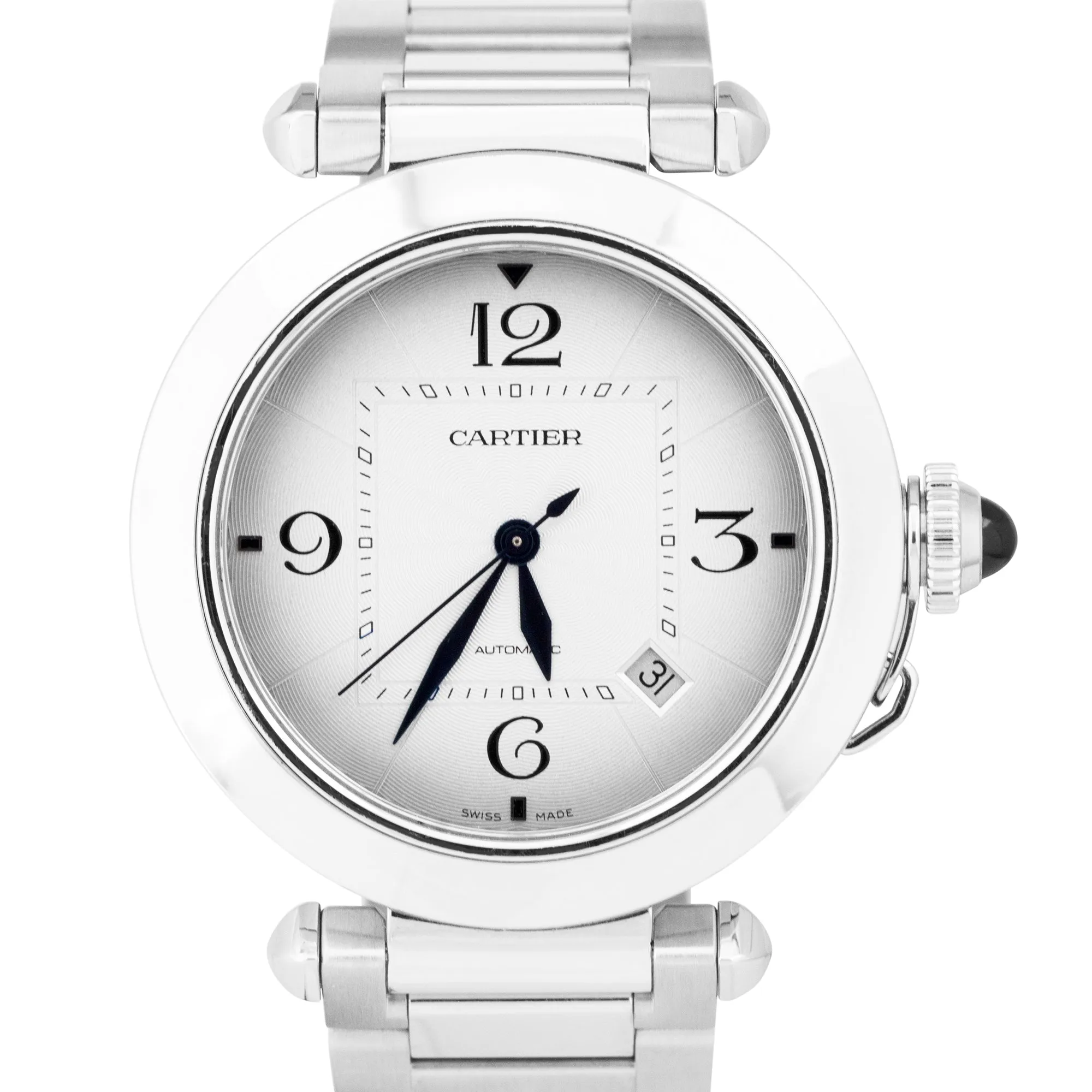 Cartier Pasha White Ivory Arabic 41mm Stainless Date Watch 4266 / WSPA0009 BOX