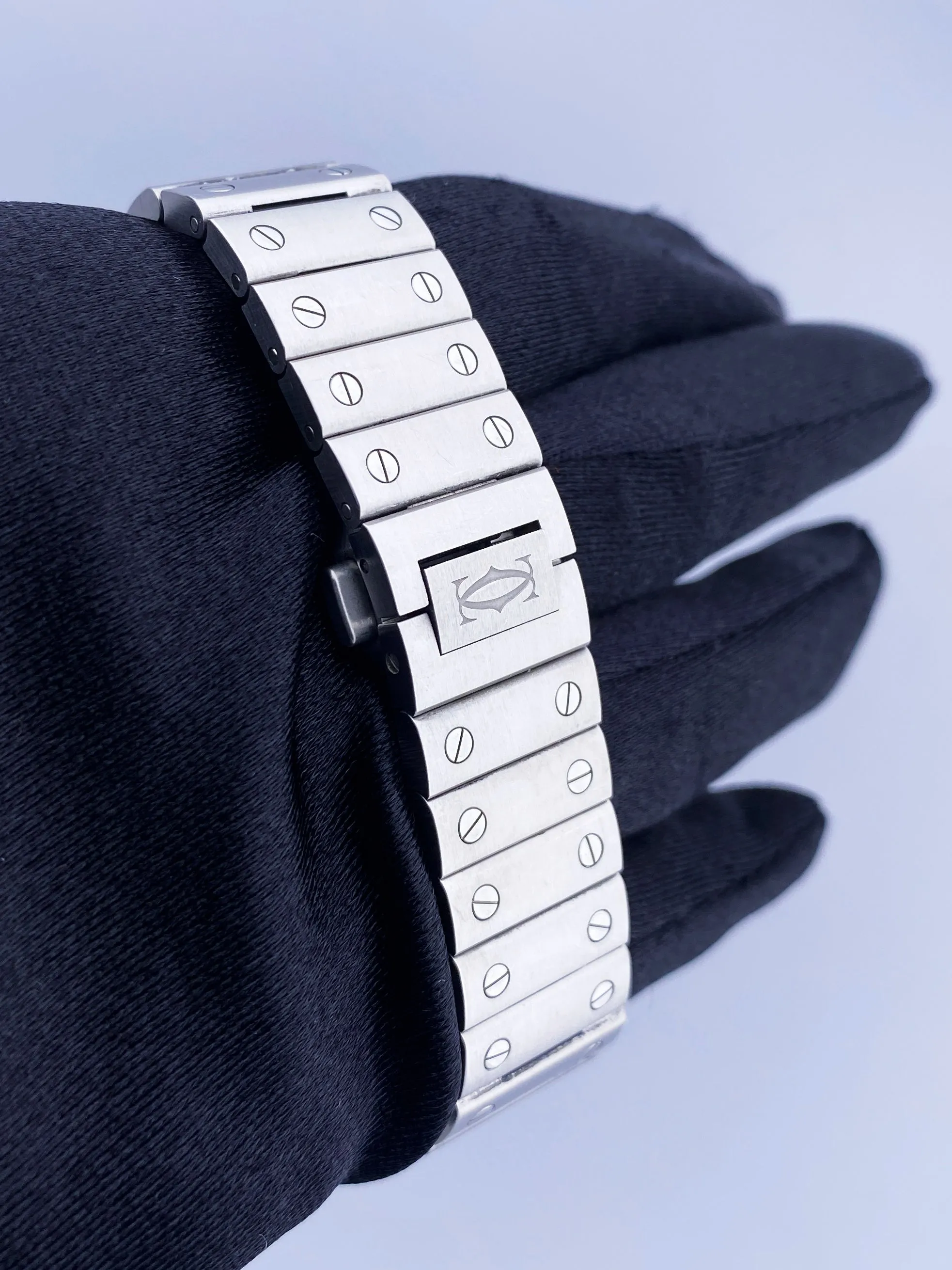 Cartier Santos De Cartier 4075 Midsize Steel Ladies Watch Box Papers