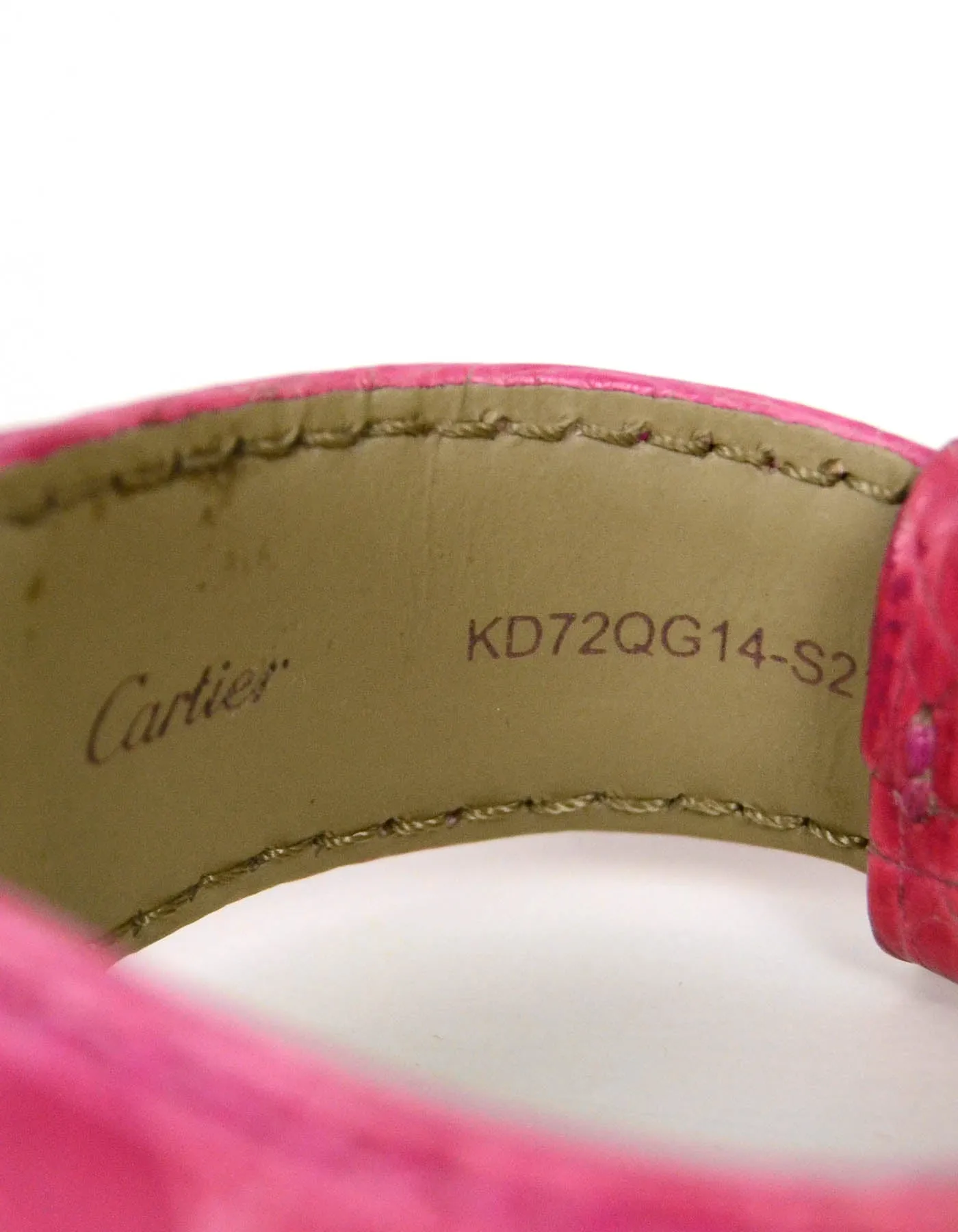 Cartier Stainless Tank Divan Watch w/ Pink & Black Crocodile Straps