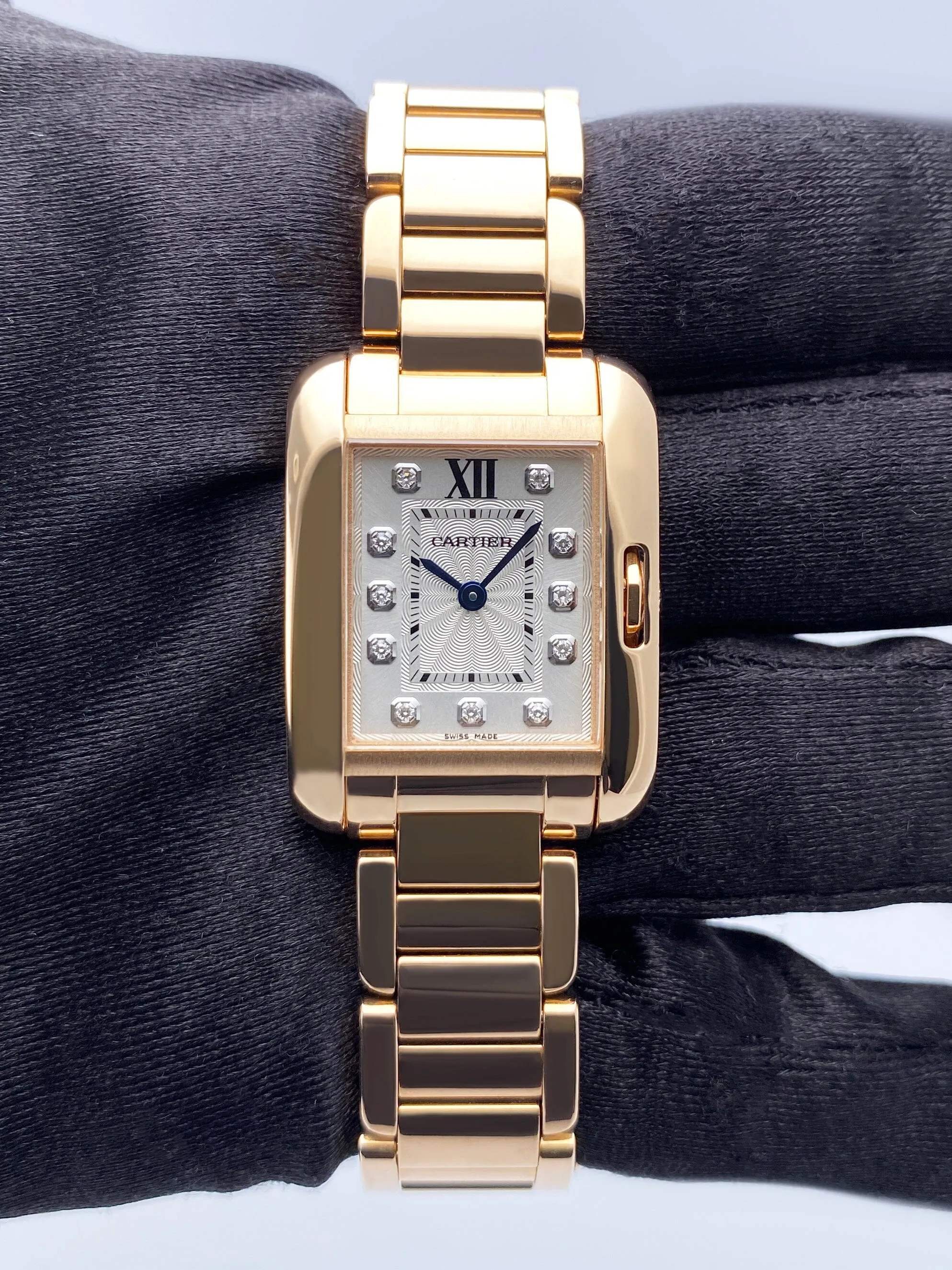 Cartier Tank Anglaise WJTA0004 Diamond Dial  Ladies Watch Box Papers