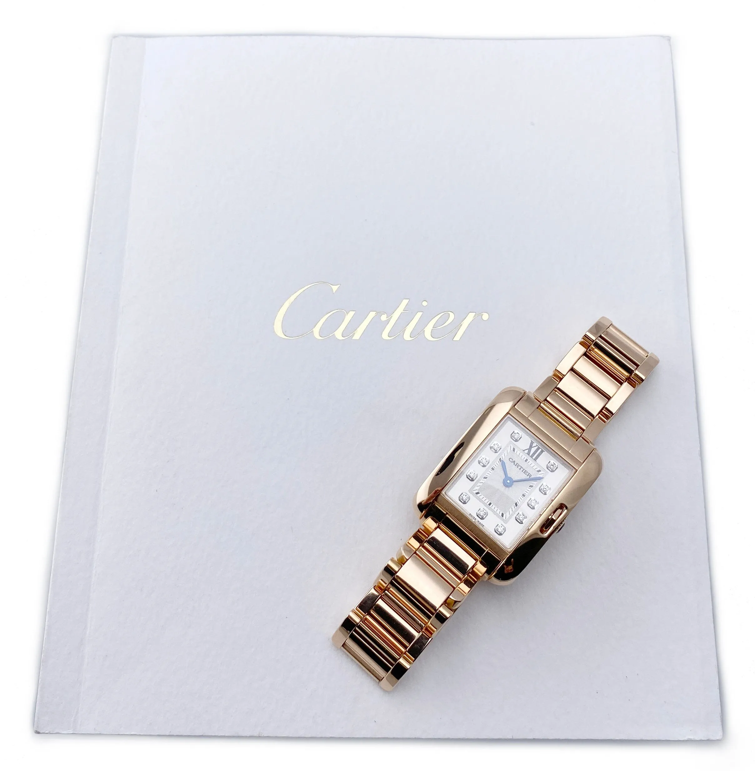 Cartier Tank Anglaise WJTA0004 Diamond Dial  Ladies Watch Box Papers