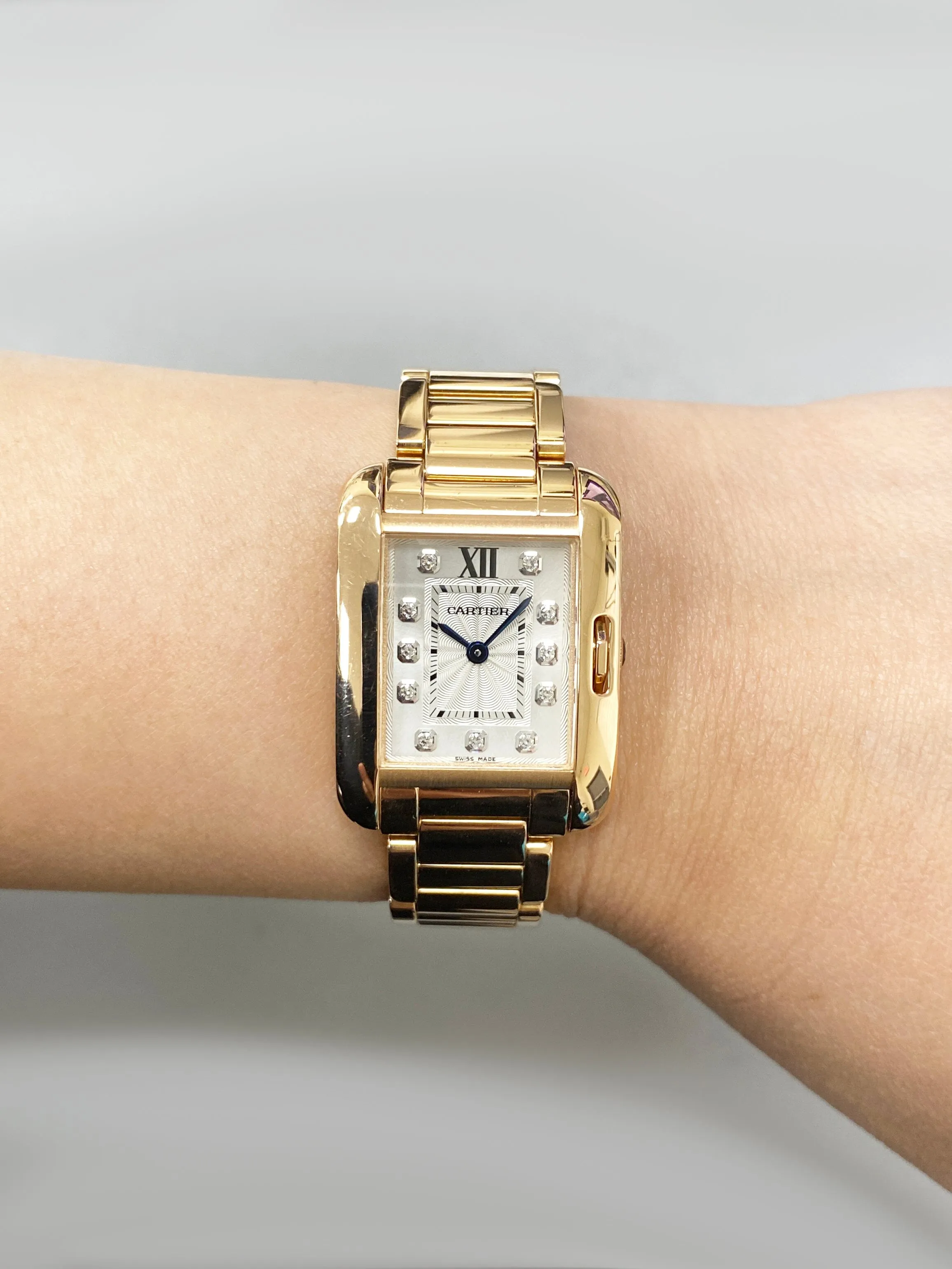 Cartier Tank Anglaise WJTA0004 Diamond Dial  Ladies Watch Box Papers