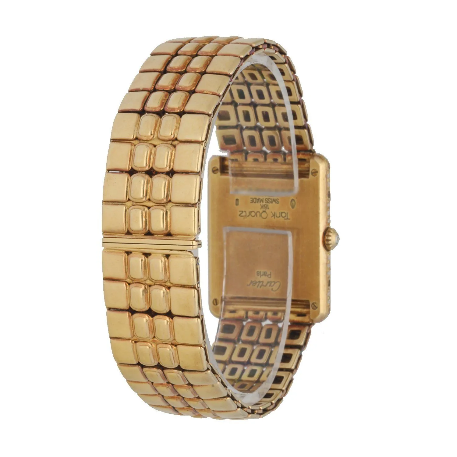 Cartier Tank Louis 18K Yellow Gold Diamond Bezel Ladies Watch