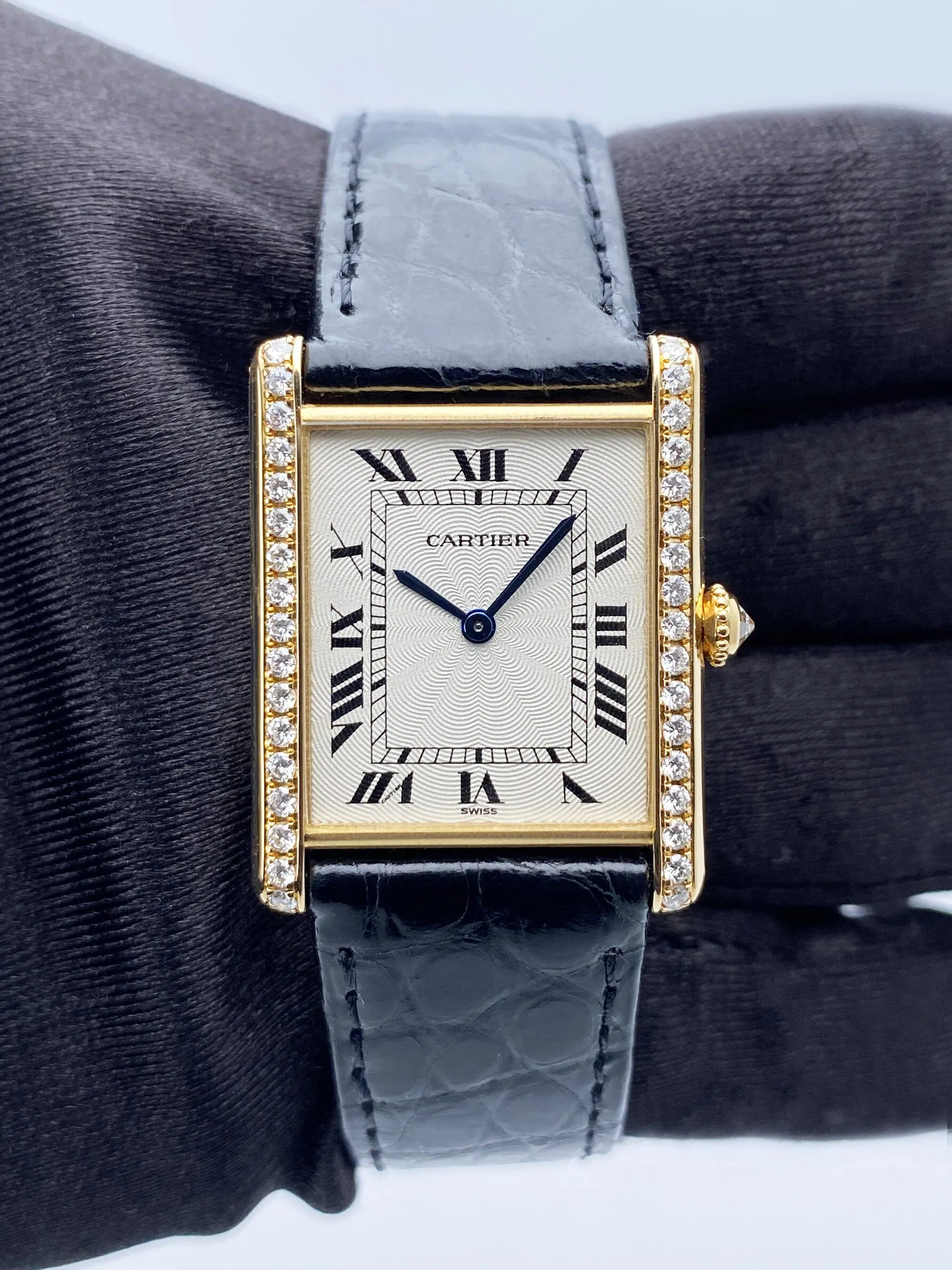 Cartier Tank Mecanique WA300551 Diamond Yellow Gold Ladies Watch