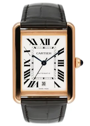 Cartier Tank Solo XL W5200026 18K Rose Gold Mens Watch