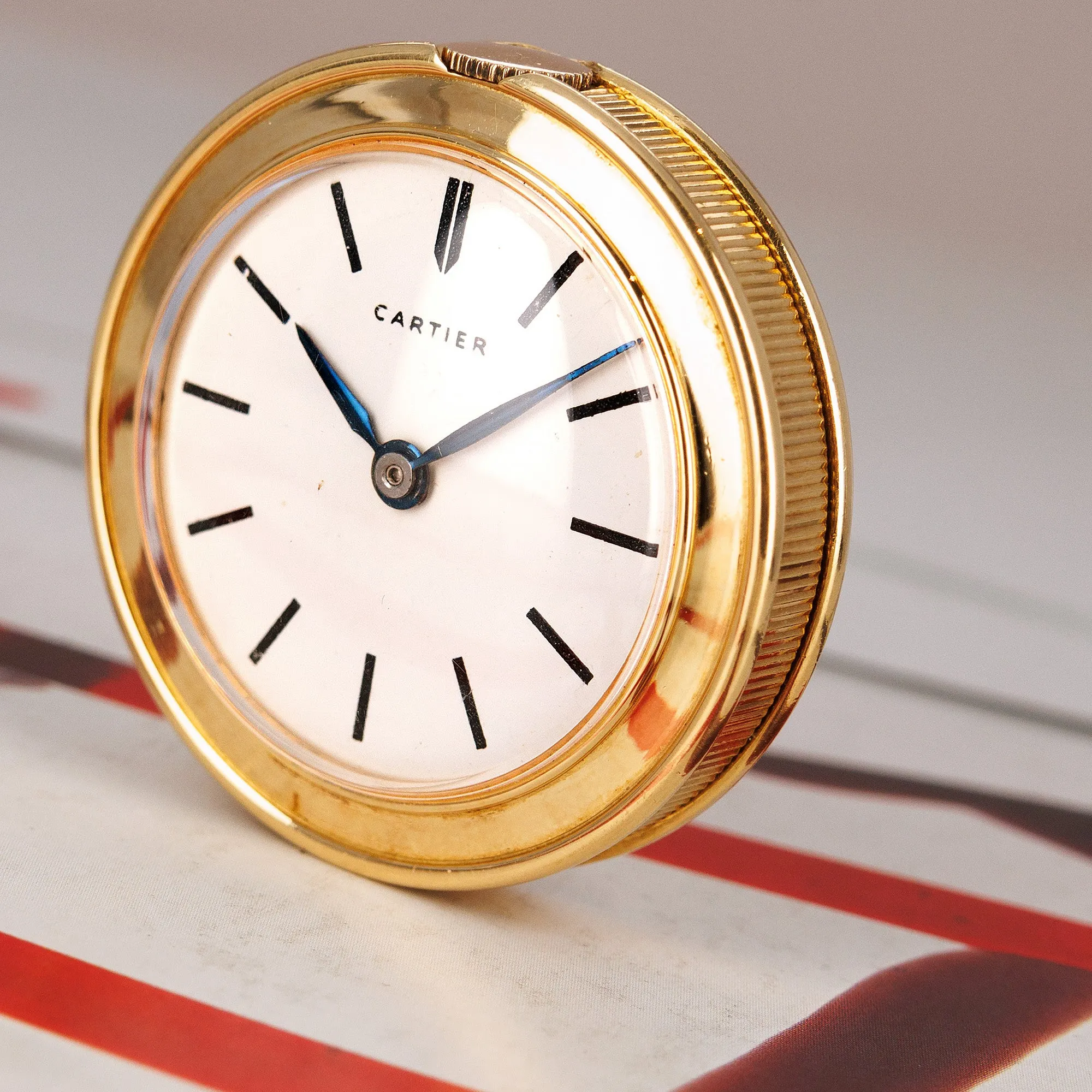 Cartier Yellow Gold London Travel Clock in Original Box, 1960 (Objet)