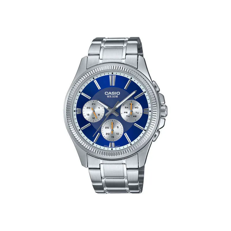 Casio Men's Chronograph Casual Watch MTP-1375D-2A1VDF Silver Stainless Steel Strap