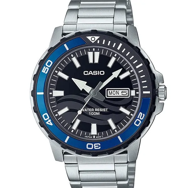 Casio Silver Stainless Steel Grey Dial Quartz Watch for Gents - MTD-125D-1A2VDF