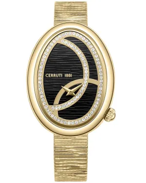 Cerruti 1881 Cozzana Ladies Black Dial Gold Tone Mesh Bracelet Watch