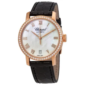 Chopard Classic 18kt Rose Gold Diamond White Mother of Pearl Dial Watch 134200-5001