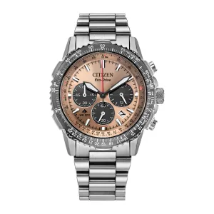 Citizen Promaster Air Navihawk Mens Eco Drive Chronograph Rose Tone Dial Watch
