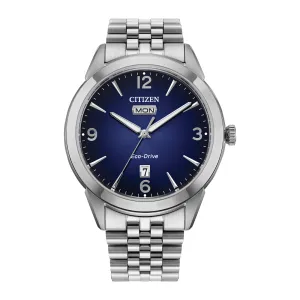 Citizen Rolan Mens Eco Drive Stainless Steel Blue Dial Watch
