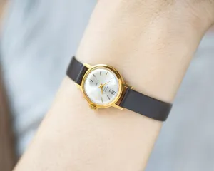 Classic simplicity women wristwatch Glory, gold plated lady watch minimalist jewelry gift, delicate watch for girl, new premium leather band