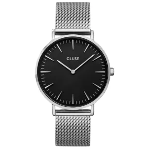 Cluse Boho Chic Silver Mesh Watch - Black