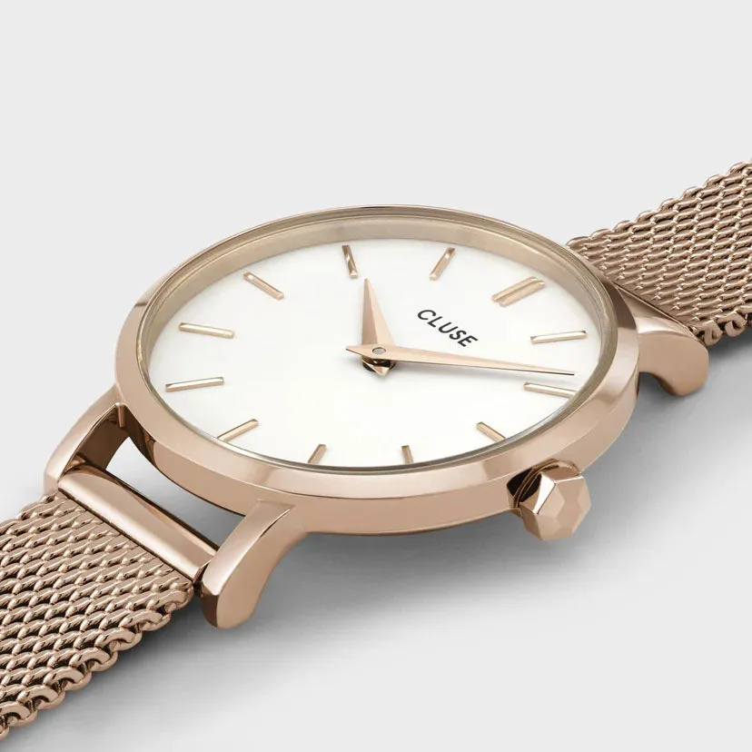Cluse Watch Boho Chic Petite Mesh White Rose Gold D