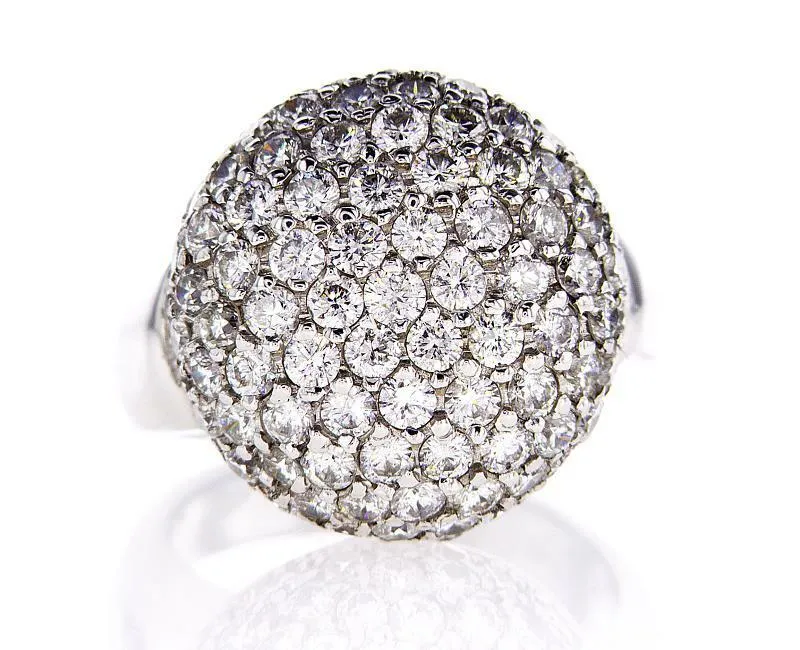 Cocktail Natural Diamonds Ring 14k White Gold Round 3.50 CT F-G Color VS2