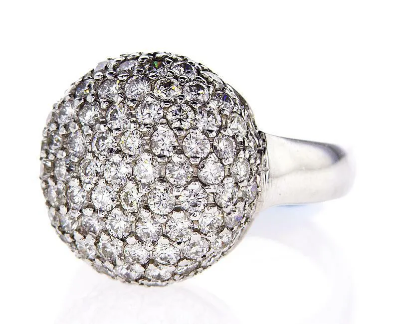 Cocktail Natural Diamonds Ring 14k White Gold Round 3.50 CT F-G Color VS2