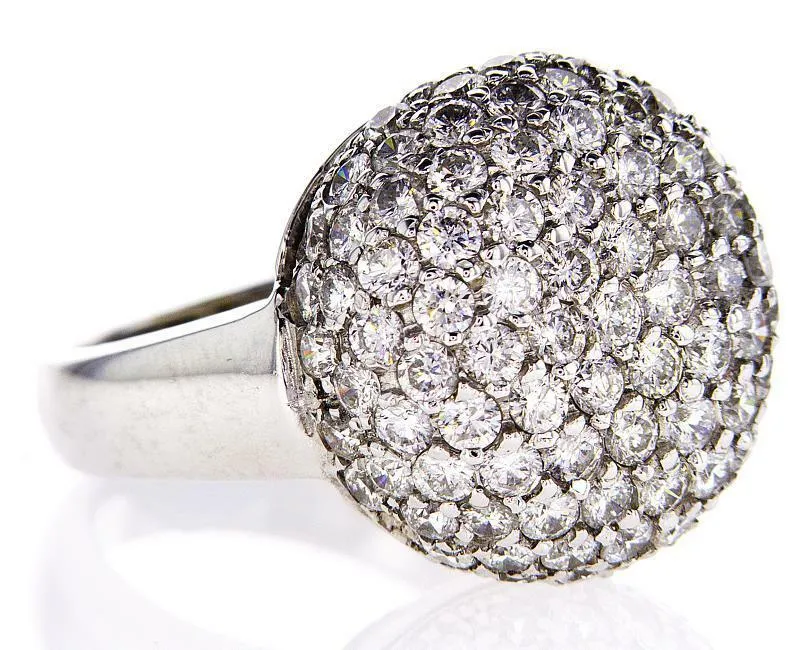 Cocktail Natural Diamonds Ring 14k White Gold Round 3.50 CT F-G Color VS2