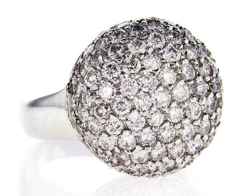 Cocktail Natural Diamonds Ring 14k White Gold Round 3.50 CT F-G Color VS2