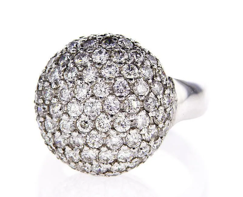 Cocktail Natural Diamonds Ring 14k White Gold Round 3.50 CT F-G Color VS2