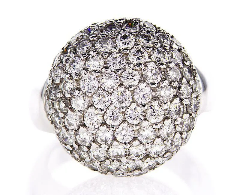 Cocktail Natural Diamonds Ring 14k White Gold Round 3.50 CT F-G Color VS2
