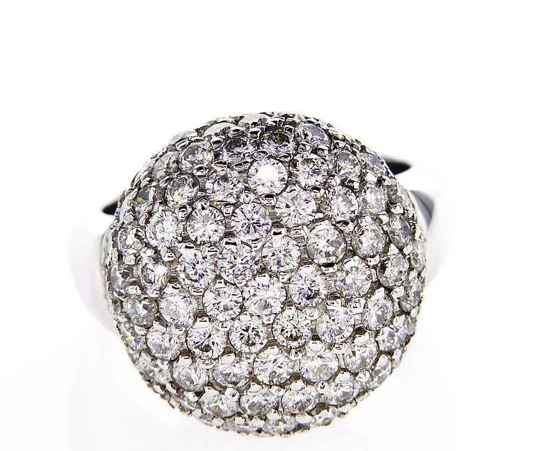Cocktail Natural Diamonds Ring 14k White Gold Round 3.50 CT F-G Color VS2