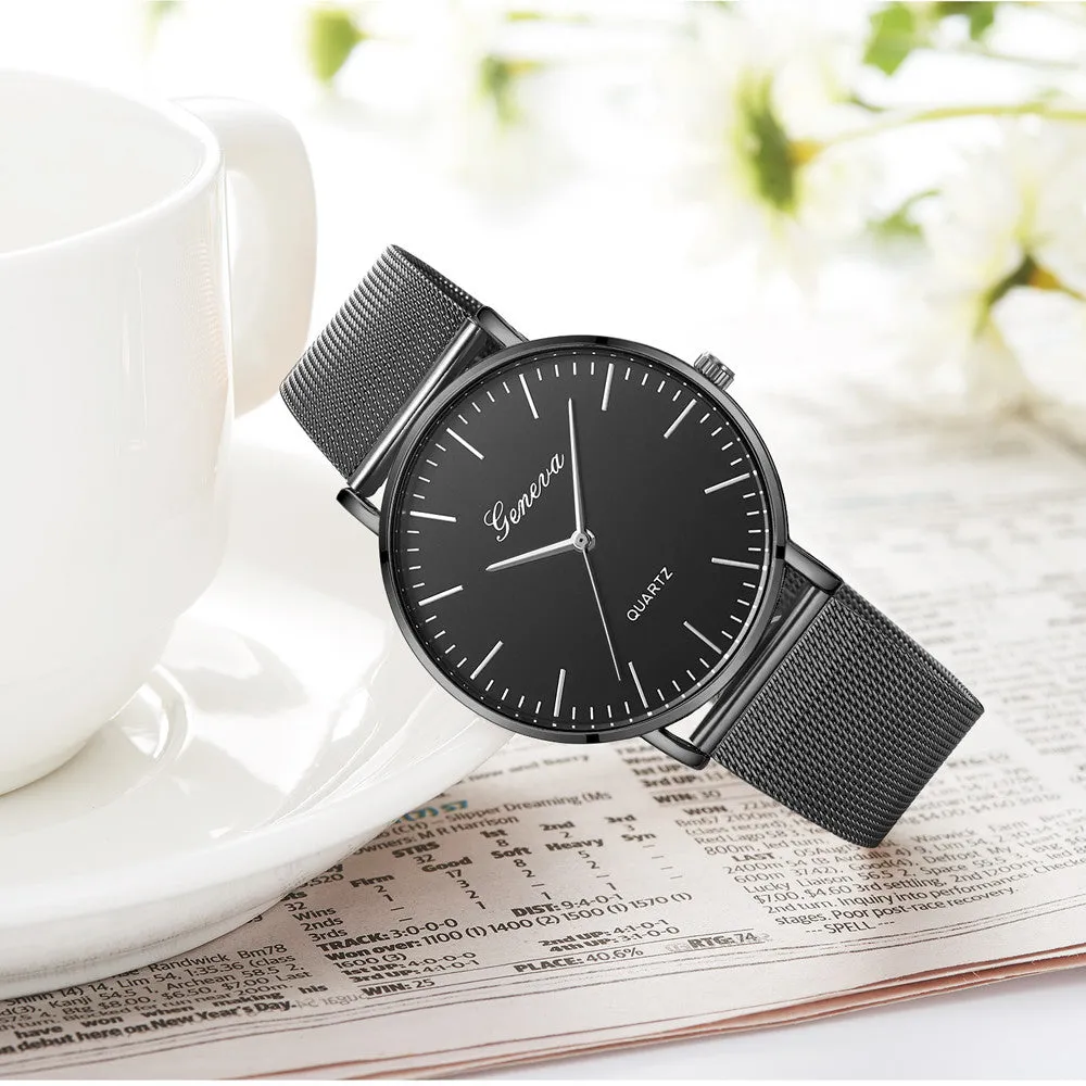 Constance James Black Stainless Steel Quartz Watch