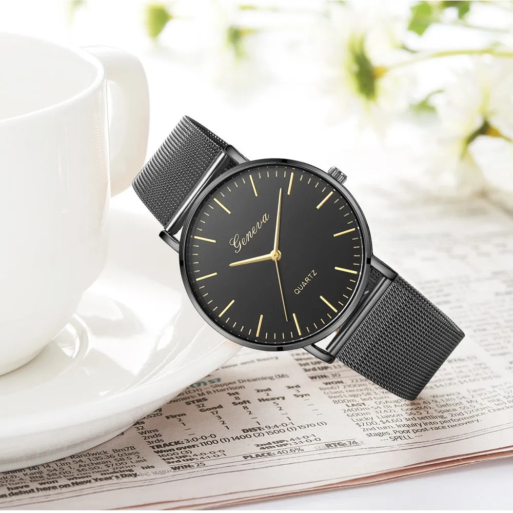 Constance James Black Stainless Steel Quartz Watch