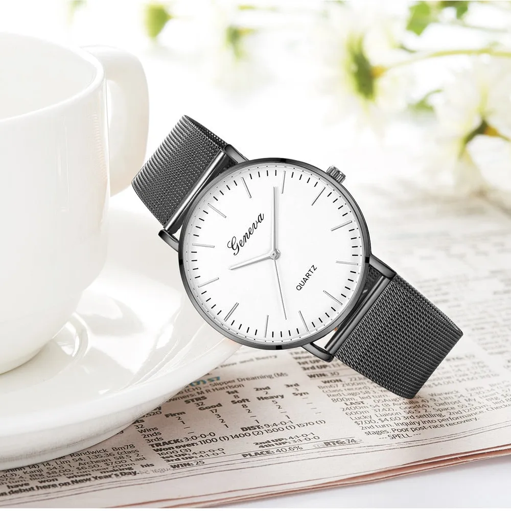 Constance James Black Stainless Steel Quartz Watch