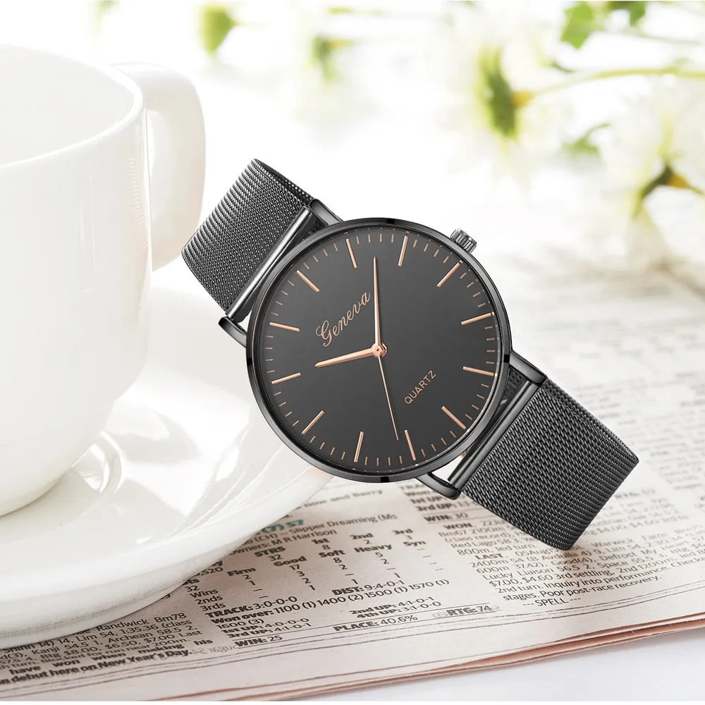Constance James Black Stainless Steel Quartz Watch