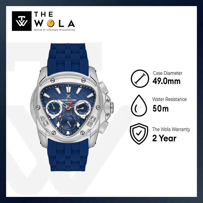 Daniel Klein Exclusive Men's Chronograph Watch Blue Silicone Strap DK.1.13679-2