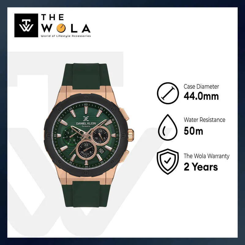 Daniel Klein Exclusive Men's Chronograph Watch Green Silicone  DK.1.13997