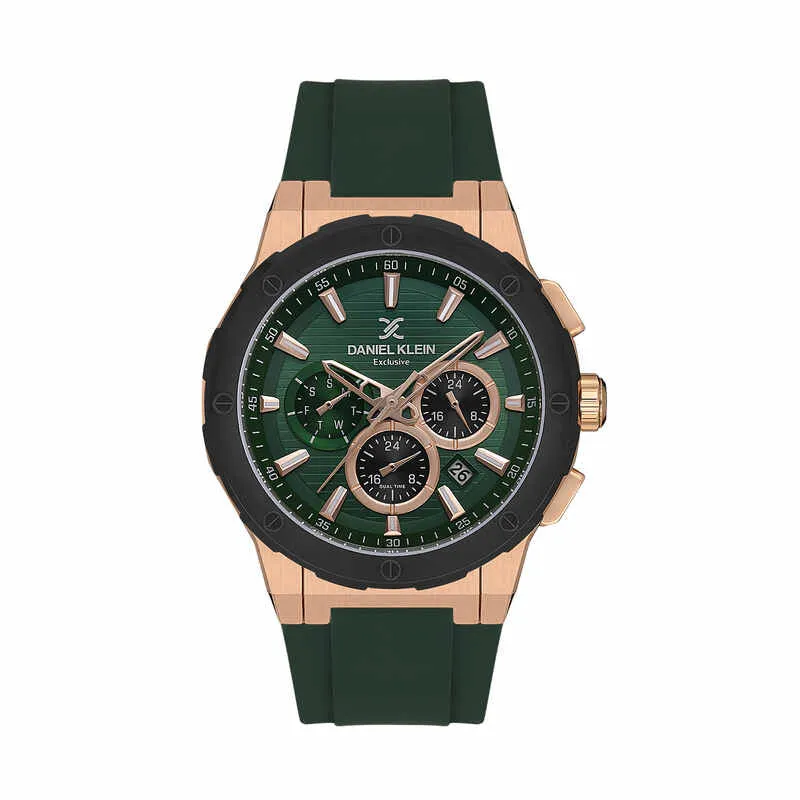 Daniel Klein Exclusive Men's Chronograph Watch Green Silicone  DK.1.13997
