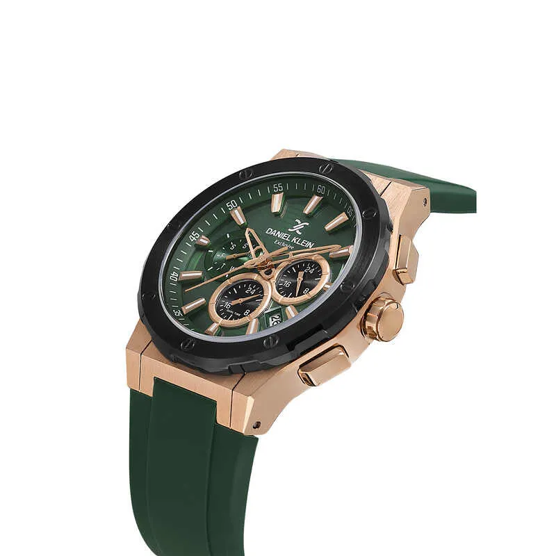 Daniel Klein Exclusive Men's Chronograph Watch Green Silicone  DK.1.13997