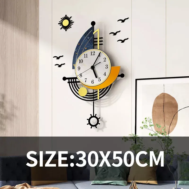 Decorative Wall Clock Navigation Sailboat Creative Design Clock Interior Watch Decoration Living Room Background Wall Decor