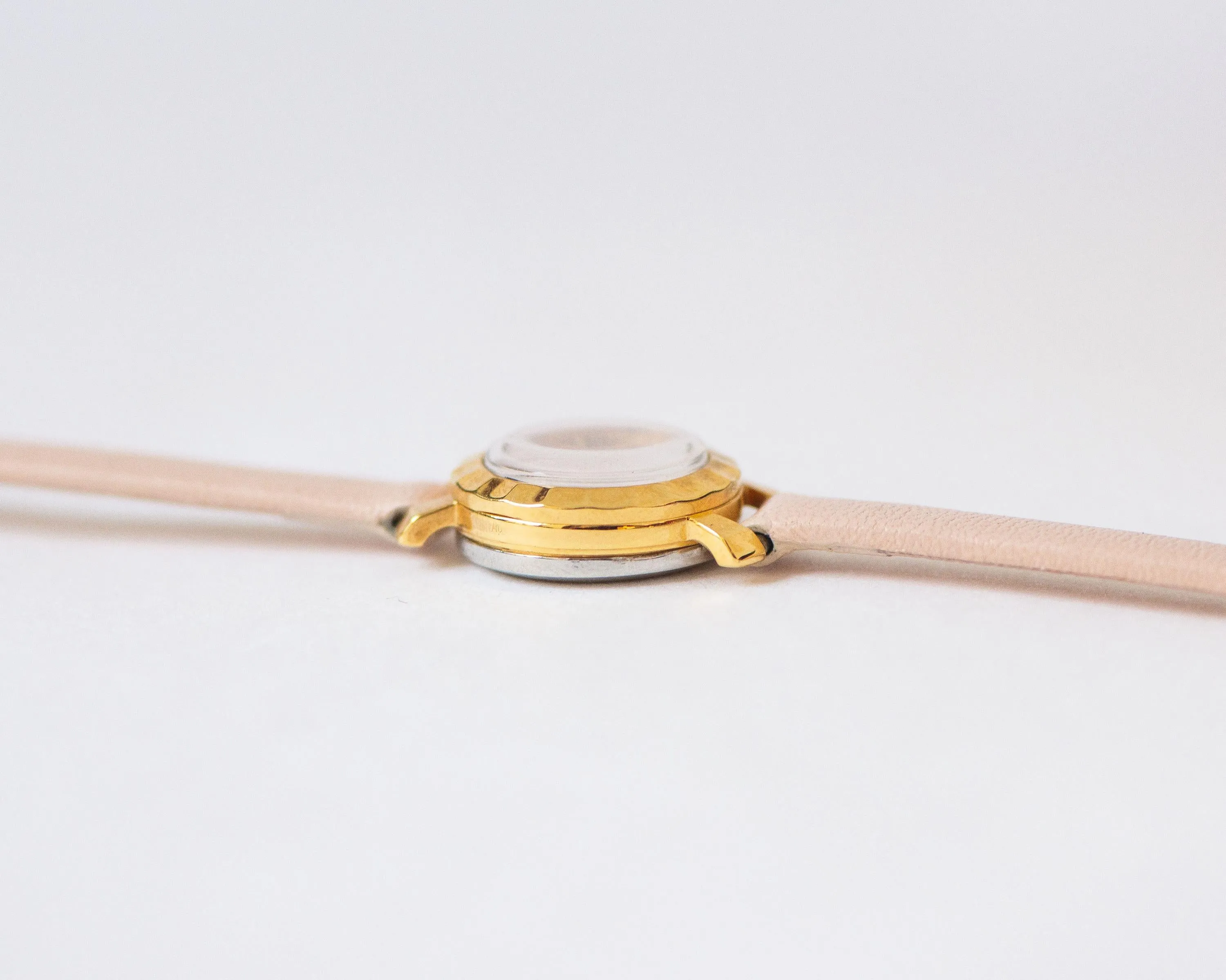Delicate boho women's wristwatch gold plated floral case design, rare tiny watch Seagull classic beauty gift, new premium leather strap