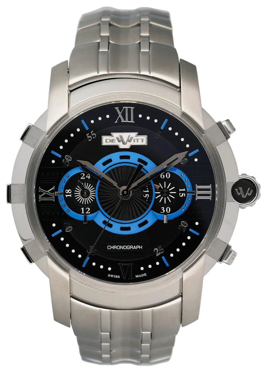 Dewitt Academia FTV.CHR.007.S4 Black & Blue Dial Mens Watch Box Papers