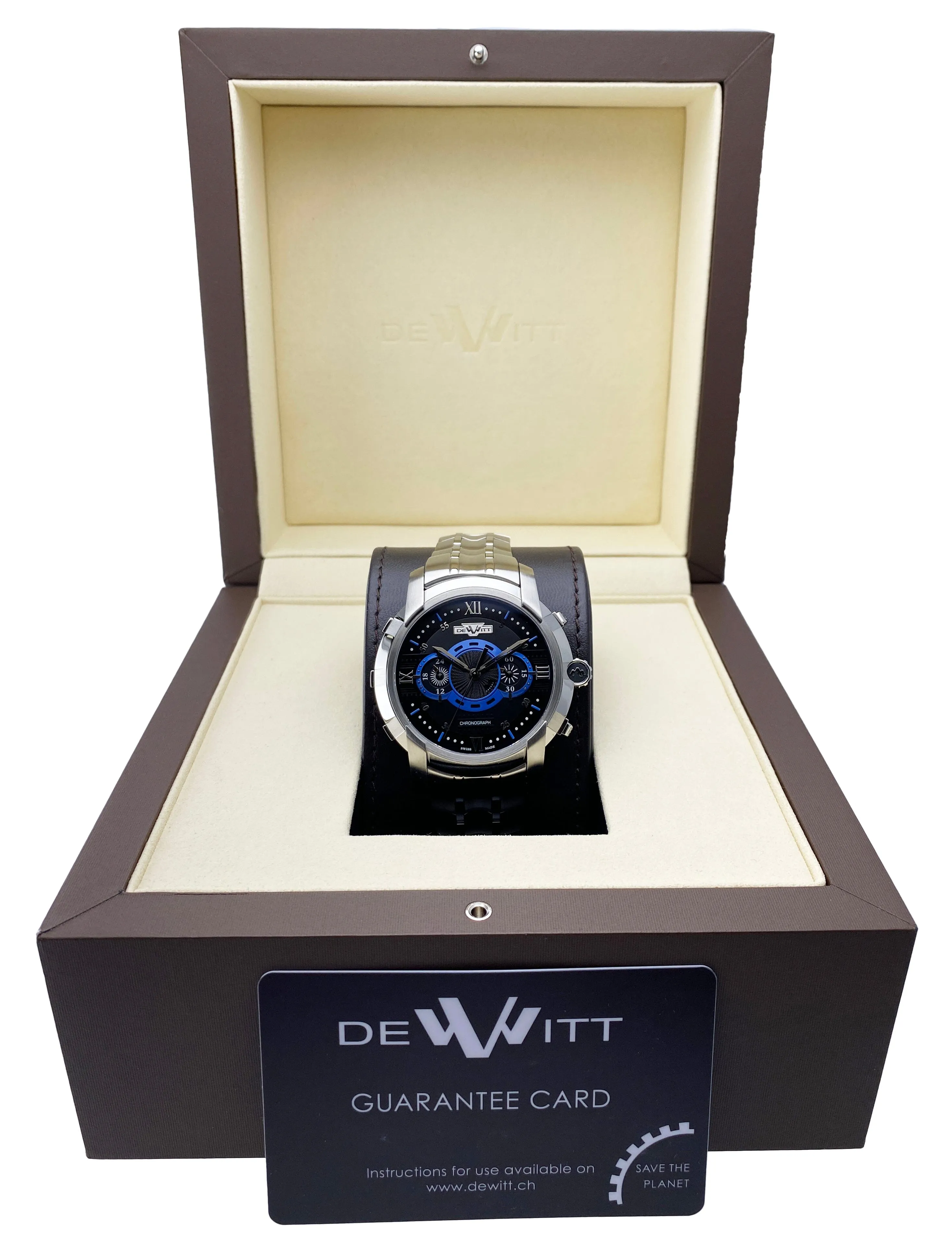 Dewitt Academia FTV.CHR.007.S4 Black & Blue Dial Mens Watch Box Papers