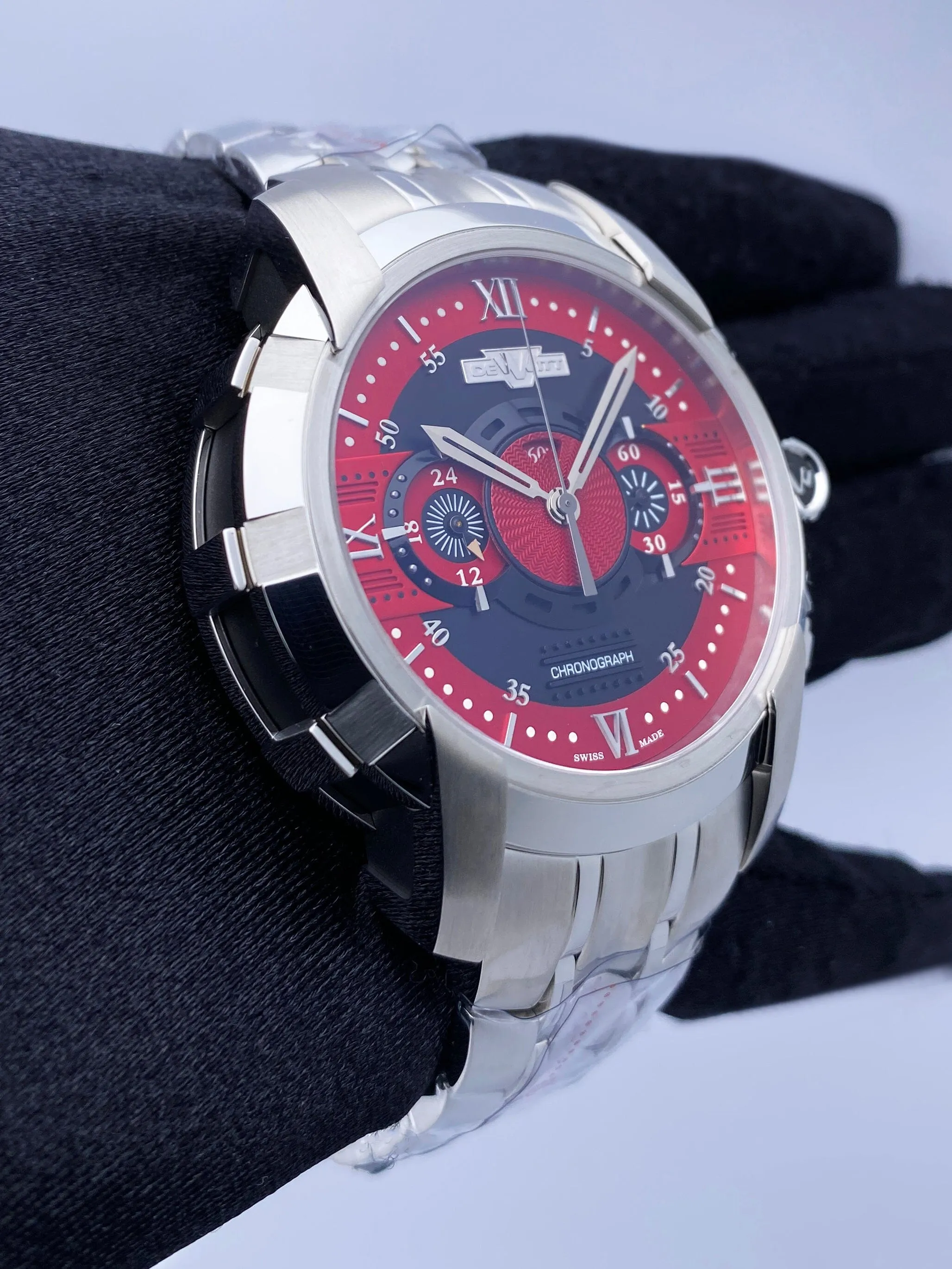 Dewitt Academia FTV.CHR.008.S Red Dial Mens Watch Box Papers