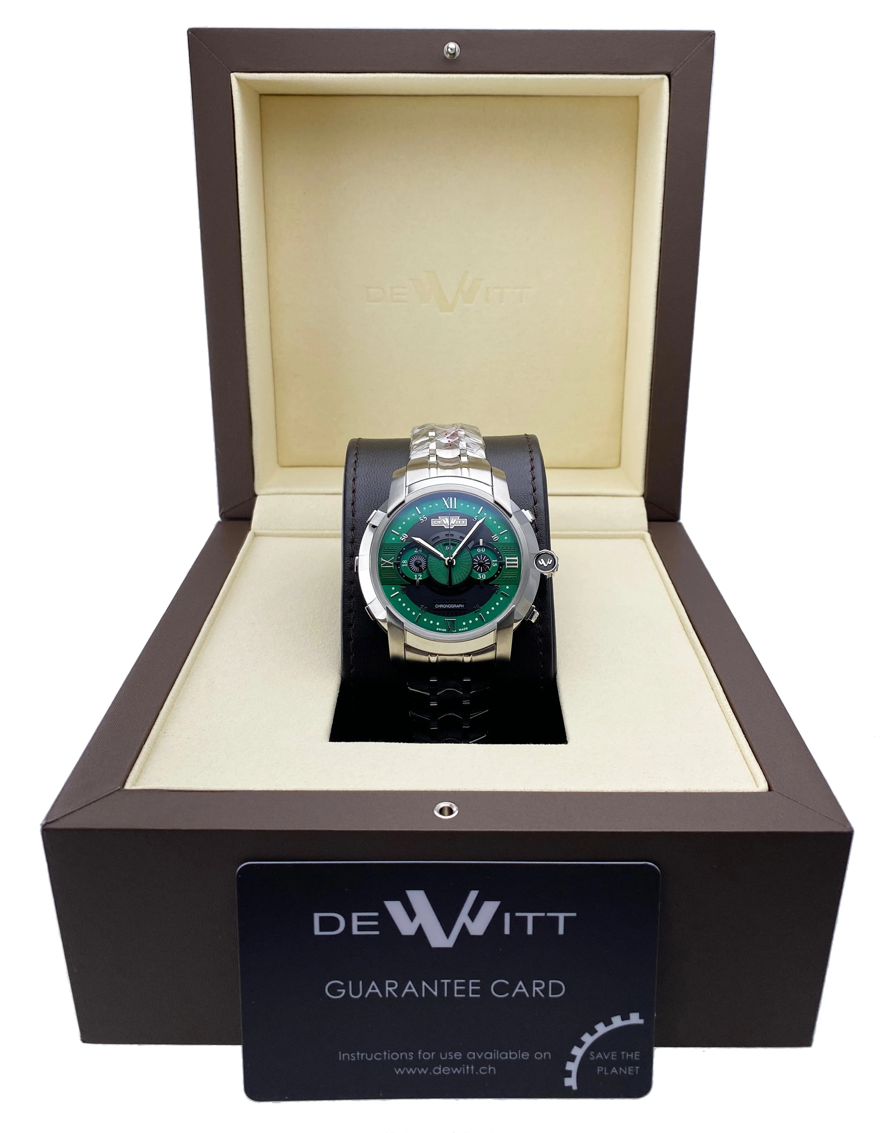 Dewitt Academia FTV.CHR.009.S3 Green Dial Mens Watch Box Papers
