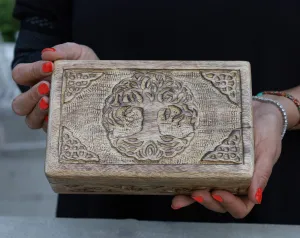 DharmaObjects Hand Carved Jewelry Trinket Keepsake Wooden Storage Box (Celtic Tree Of Life, Large)