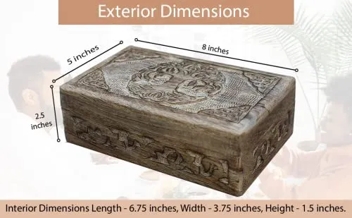 DharmaObjects Hand Carved Jewelry Trinket Keepsake Wooden Storage Box (Celtic Tree Of Life, Large)