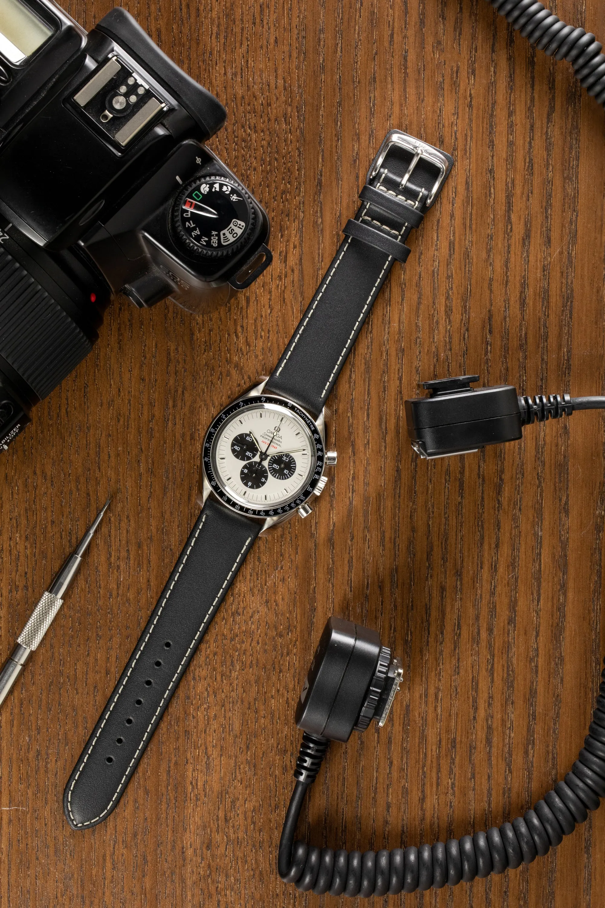 Di-Modell DENVER Calf Leather Watch Strap in BLACK / BEIGE