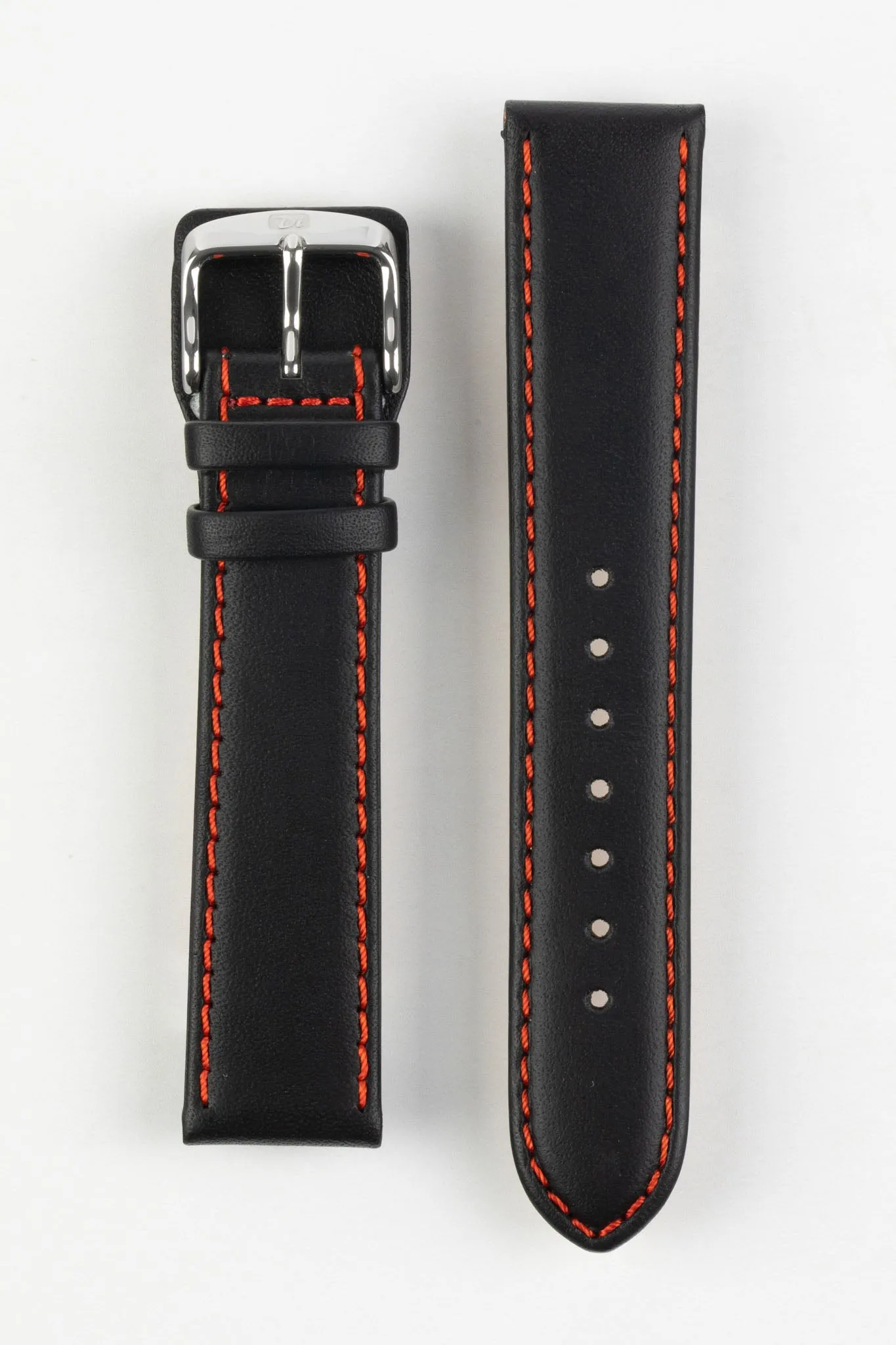 Di-Modell DENVER Calf Leather Watch Strap in BLACK / RED