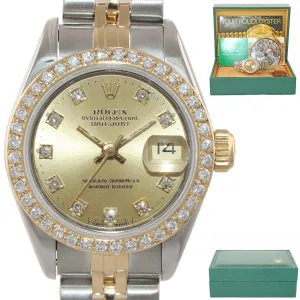DIAMOND BEZEL 69173 Two Tone 18k Gold 26mm Champagne Diamond Dial Watch