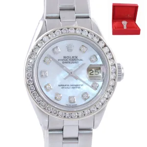 DIAMOND BEZEL Rolex DateJust 26mm 6916 Steel Oyster Band MOP Diamond Watch