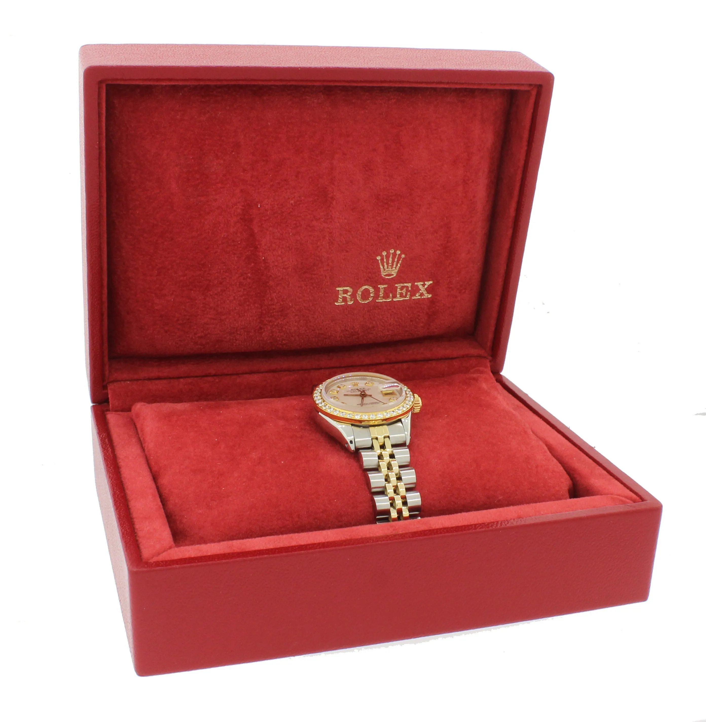DIAMONDS Ladies Rolex DateJust 26mm 6917 Two Tone 18k Gold MOP Watch