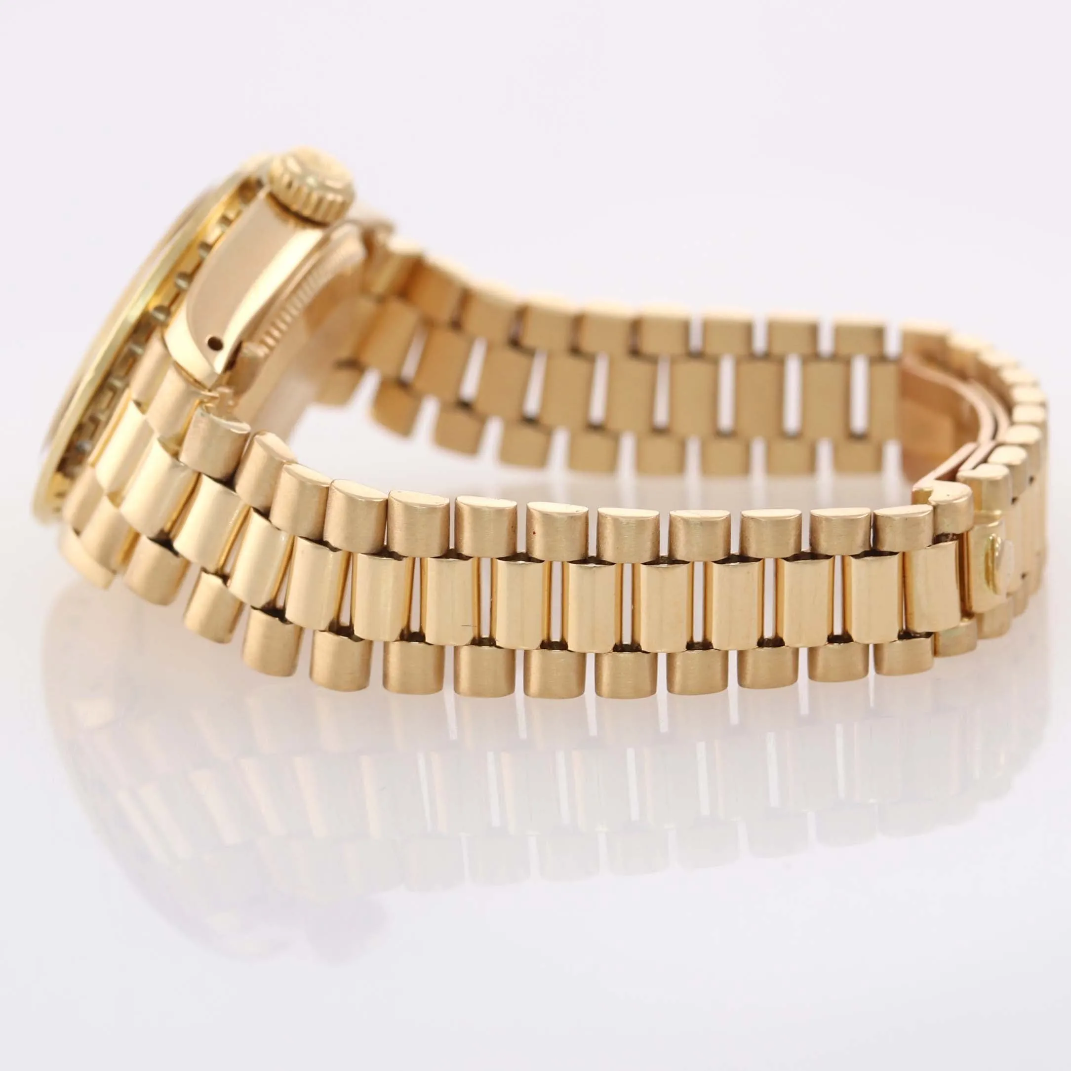 DIAMONDS Ladies Rolex DateJust President 26mm MOP 6917 18k Yellow Gold Watch